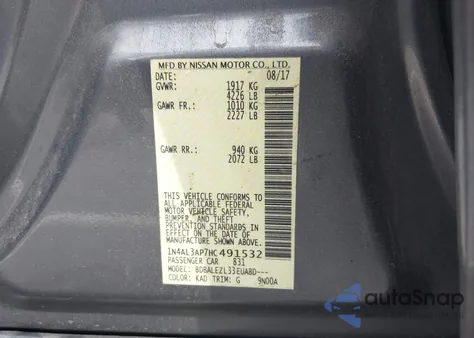 2017 Nissan Altima 2.5 S z USA, uszkodzony, nr VIN 1N4AL3AP7HC491532